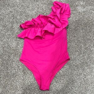 Zara Vibrant Pink One-Shoulder Swimsuit